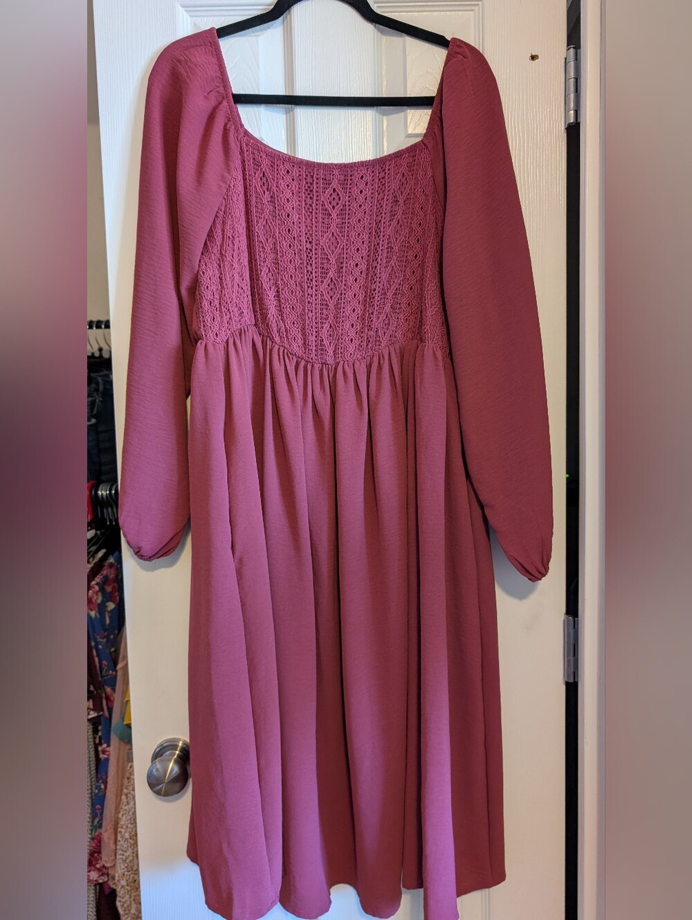 BloomChic Mauve Pink Crochet Boho Lace Midi Dress Plus Size 14/16